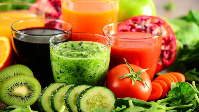 Bebidas de frutas y verduras al beber dieta